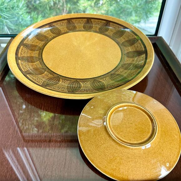 Vintage Taylor Smith & Taylor Cannes Atomic Onion Brown Plates 12" & 6” MCM - Picture 3 of 13